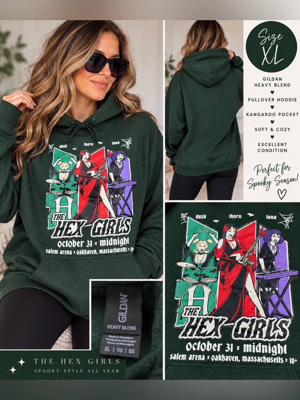 The Hex Girls Halloween Graphic Hoodie Forest Green XL